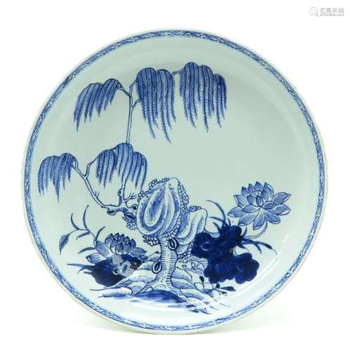 A Blue and White Charger Depicting landscape scene...