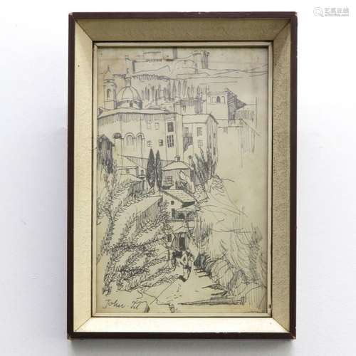 A Lithograph Signed John Depicting a village scene...