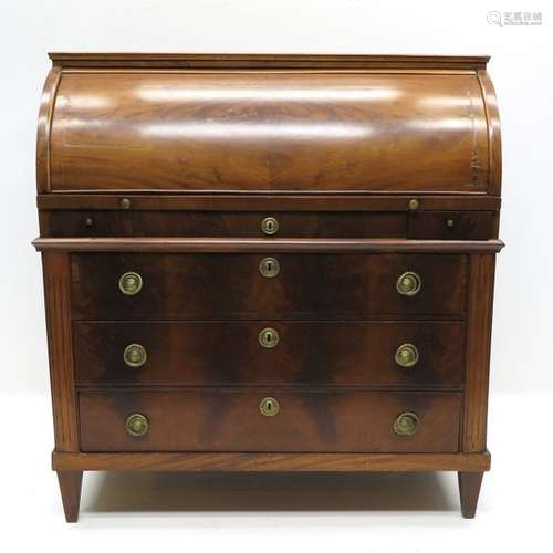 A 19th Century Roll Top Desk Very fine carvings, 1...