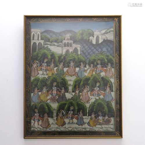 A Framed Painting on Fabric 43 x 54 cm.		A Framed...