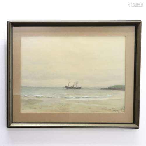 A Signed Water Color Depicting sea scene, 44 x 34 ...