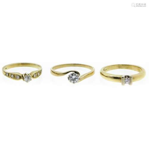 A Lot of 3 Ladies Gold and Diamond Rings Lot of 3....