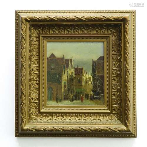 An Oil on Panel Depicting Dutch city scenes, after...