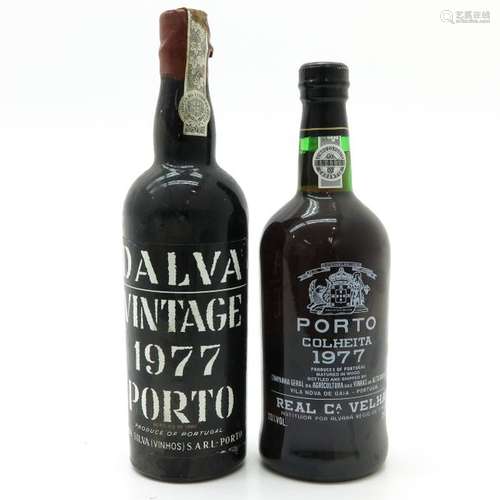 A Bottle of Dalva Port 1977 and Real Velha Port 19...