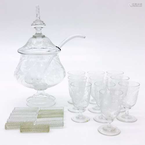 A 19th Century Cut Crystal Bowl Set Setting for 10...