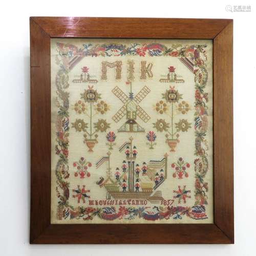 A Dutch 19th Century Sampler Dated 1857 In walnut ...