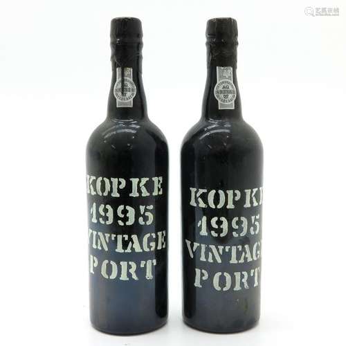 Two Bottles of Kopke Port 1995 This lot may not be...