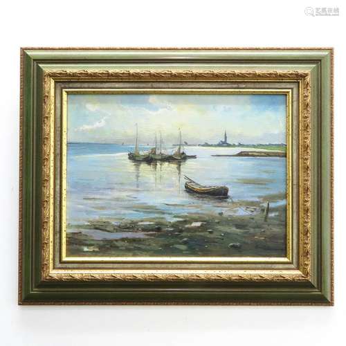 A Signed Oil on Canvas Depicting Veere, Netherland...