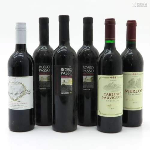 A Lot of 6 Bottles of Wine Including Rosso Passo 2...