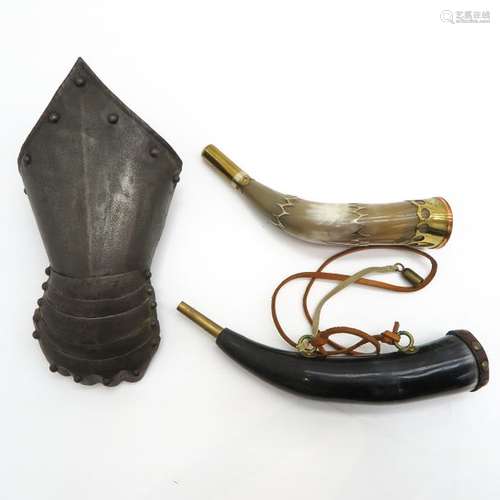 A Diverse Lot Including 2 horns, 30 cm. Long.		A ...