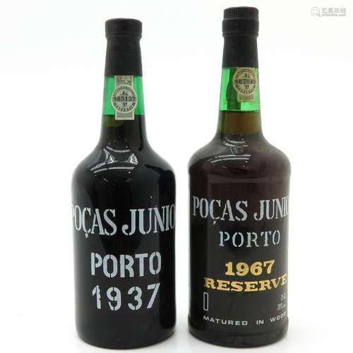 2 Bottles of Pocas Junior Port 1937 and 1967 This ...