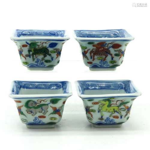 A Series of 4 Salt Cellars Depicting horse and dra...