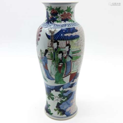 A Famille Verte Vase Depicting gathering of Chines...