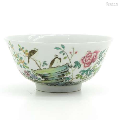 A Famille Rose Bowl Depicting scene with birds on ...