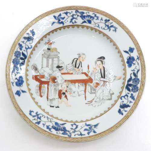 A Polychrome Decor Plate Depicting gathering of Ch...