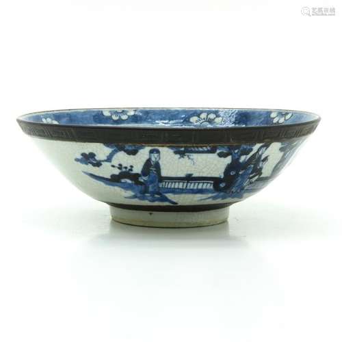 A Blue and White Nanking Bowl Depicting scene in g...