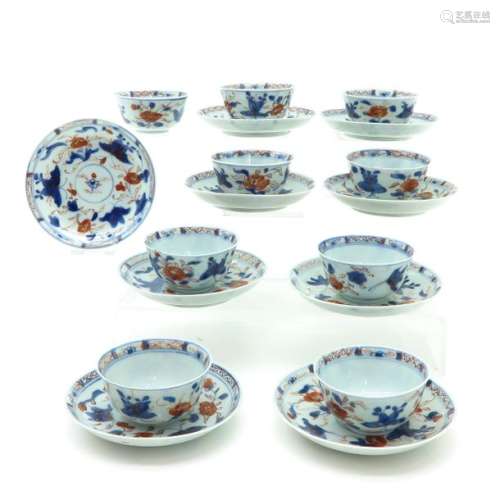 A Lot of 9 Imari Decor Cups and Saucers Floral and...