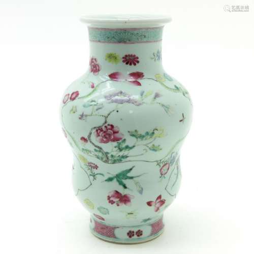 A Famille Rose Vase Depicting flowers and birds, 2...