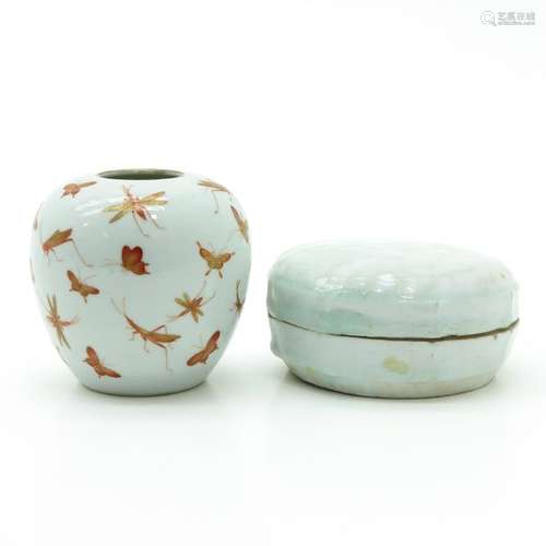 A Vase and Box Vase is 9 cm. Tall and marked on bo...