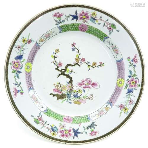 A Famille Rose Charger Floral decor with gold gilt...