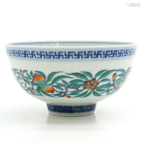 A Polychrome Decor Bowl Depicting peaches and flow...