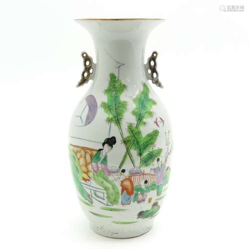 A Polychrome Decor Vase Depicting Chinese people i...