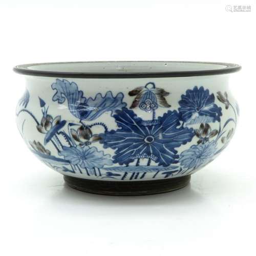 A Blue and Brown Decor Censer Depicting flowers, 2...