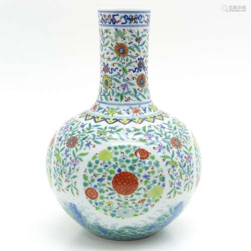 A Doucai Decor Vase Floral decor, marked on bottom...