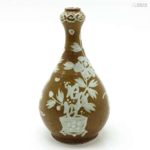 A Brown Glaze Garlic Head Vase Raised white decor ...