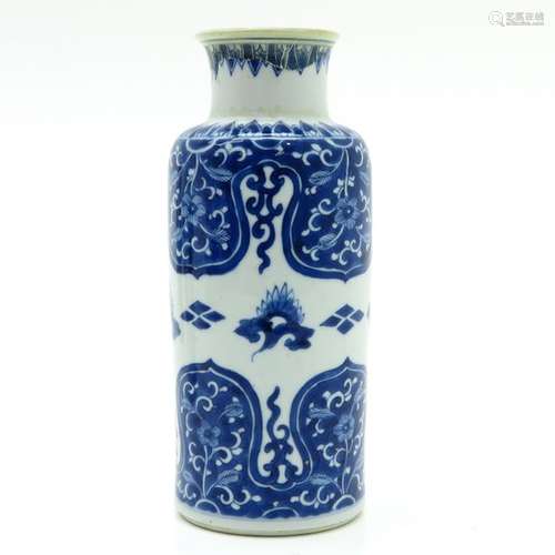 A Blue and White Vase Floral decor, 23 cm. Tall, r...