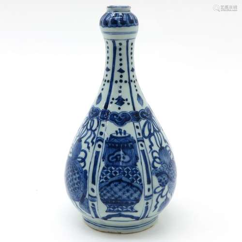 A blue and White Vase Depicting alternating scenes...