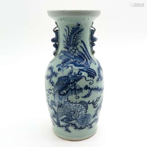 A Celadon Vase Depicting dragons, 43 cm. Tall, res...