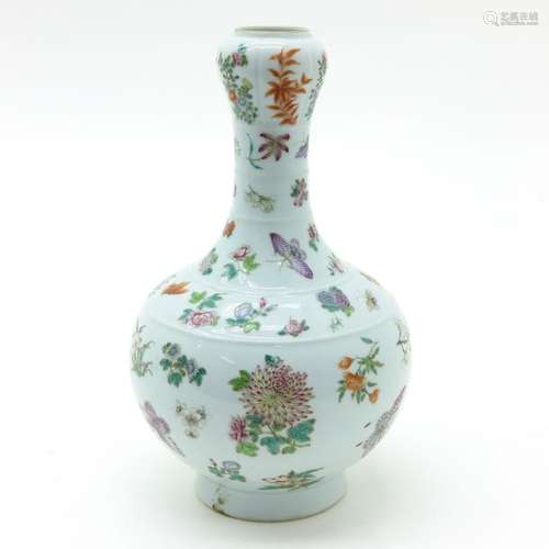 A Polychrome Butterfly Decor Vase Famille Rose ena...