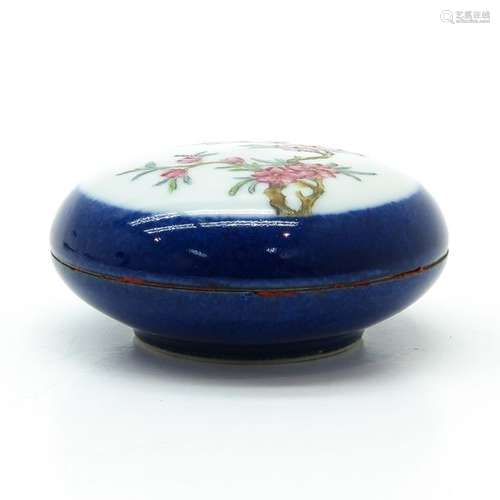 A Polychrome Decorated Seal Paste Box Powder blue ...