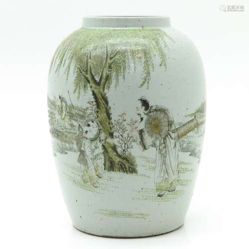 A Polychrome Decor Vase Depicting a Chinese man wi...