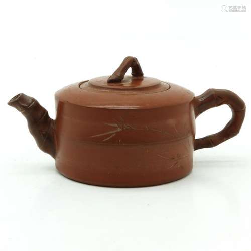 A Yixing Teapot Bamboo decor, with insert, repaint...