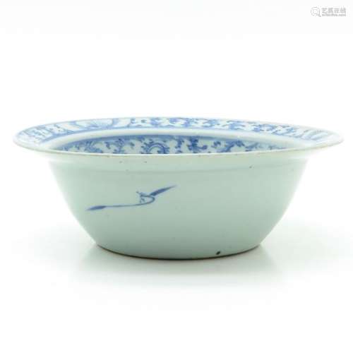 A Blue and White Bowl Floral decor, 29 cm. In diam...