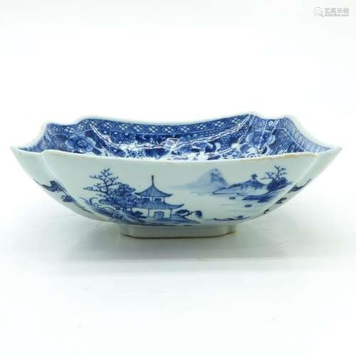 A Blue and White Square Bowl Floral decor with lan...