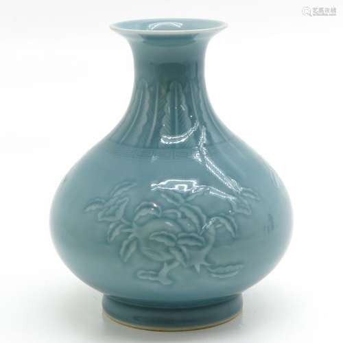 A Blue Glaze Vase Underglaze design of peaches, ma...