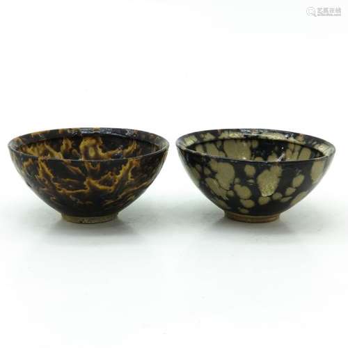 A Lot of 2 Tea Bowls Both in brown glaze, 12 cm. I...