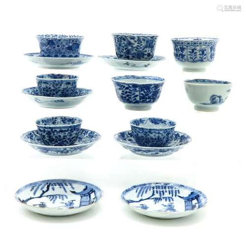 A Diverse Lot of Blue and White Cups and Saucers I...