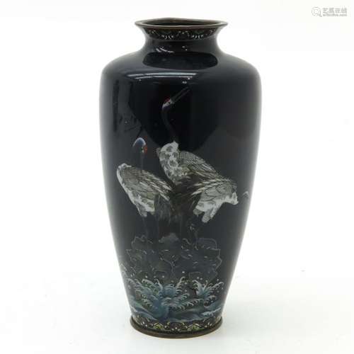 A Cloisonne Vase Depicting cranes, 19 cm. Tall.		...