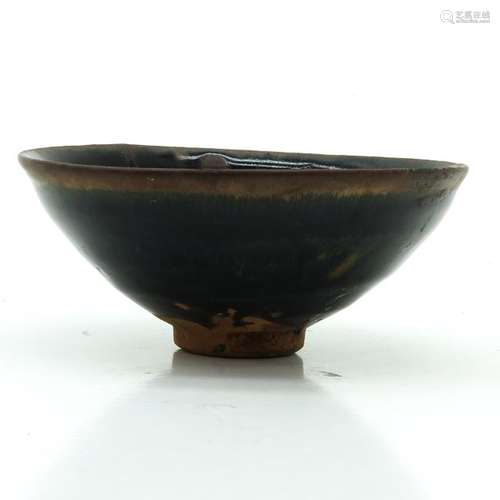 A Hare’s Fur Decor Tea Bowl In black and brown gla...