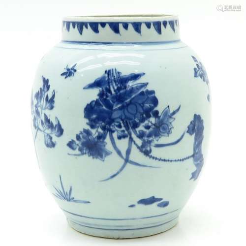 A Blue and White Vase Floral decor, 25 cm. Tall.	...