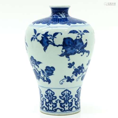 A Blue and White Meiping Vase Fruit and floral dec...