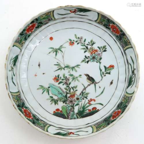 A Famille Verte Plate Depicting bird in tree with ...