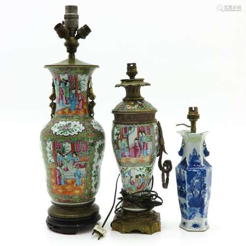 A Lot of 3 Lamps Including 2 Cantonese and 1 Blue ...