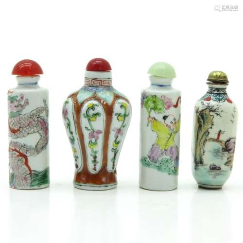 A Lot of 4 Snuff Bottles Tallest is 11 cm.		A Lot...