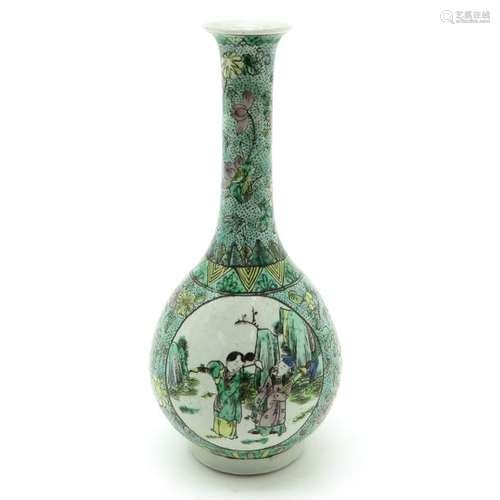 A Famille Verte Vase Depicting Chinese in garden w...