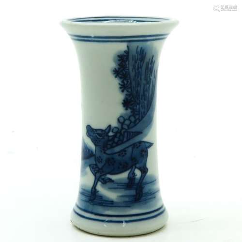 A Miniature Blue and White Vase Landscape decor wi...